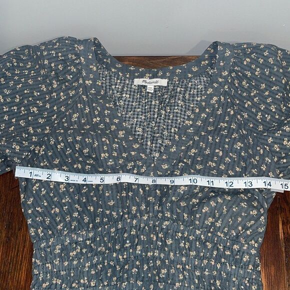 Madewell Manon Cotton Check Voile Short Sleeve Top Size XXS - Picture 9 of 10